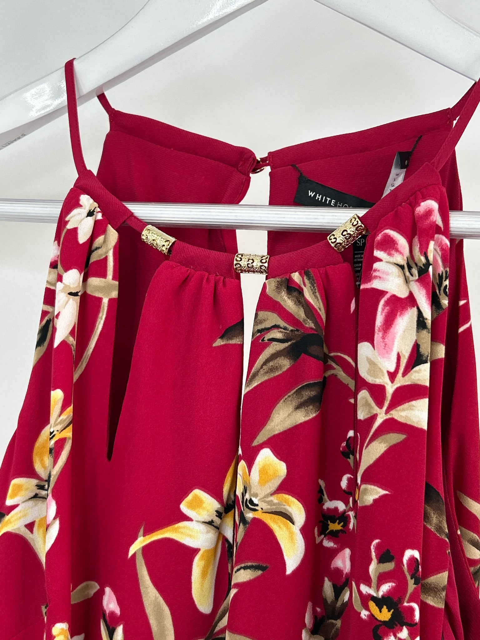 White House Black Market Size SP Red Print Women Dress