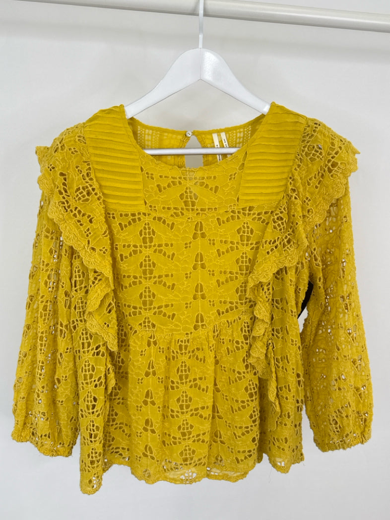 BY ANTHROPOLGIE Size 8 Mustard Women Top