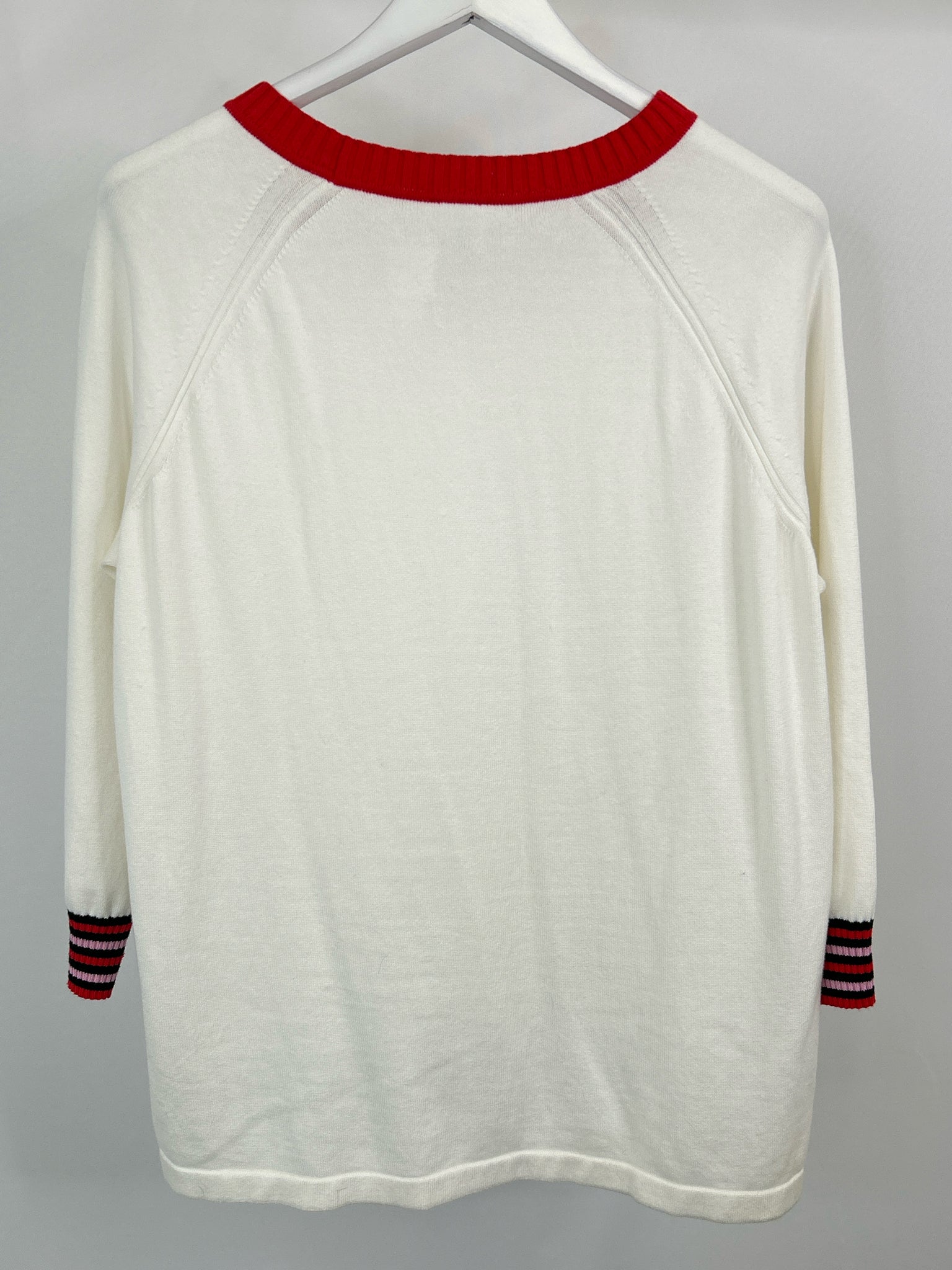 CABI Size L red & white Women Sweater