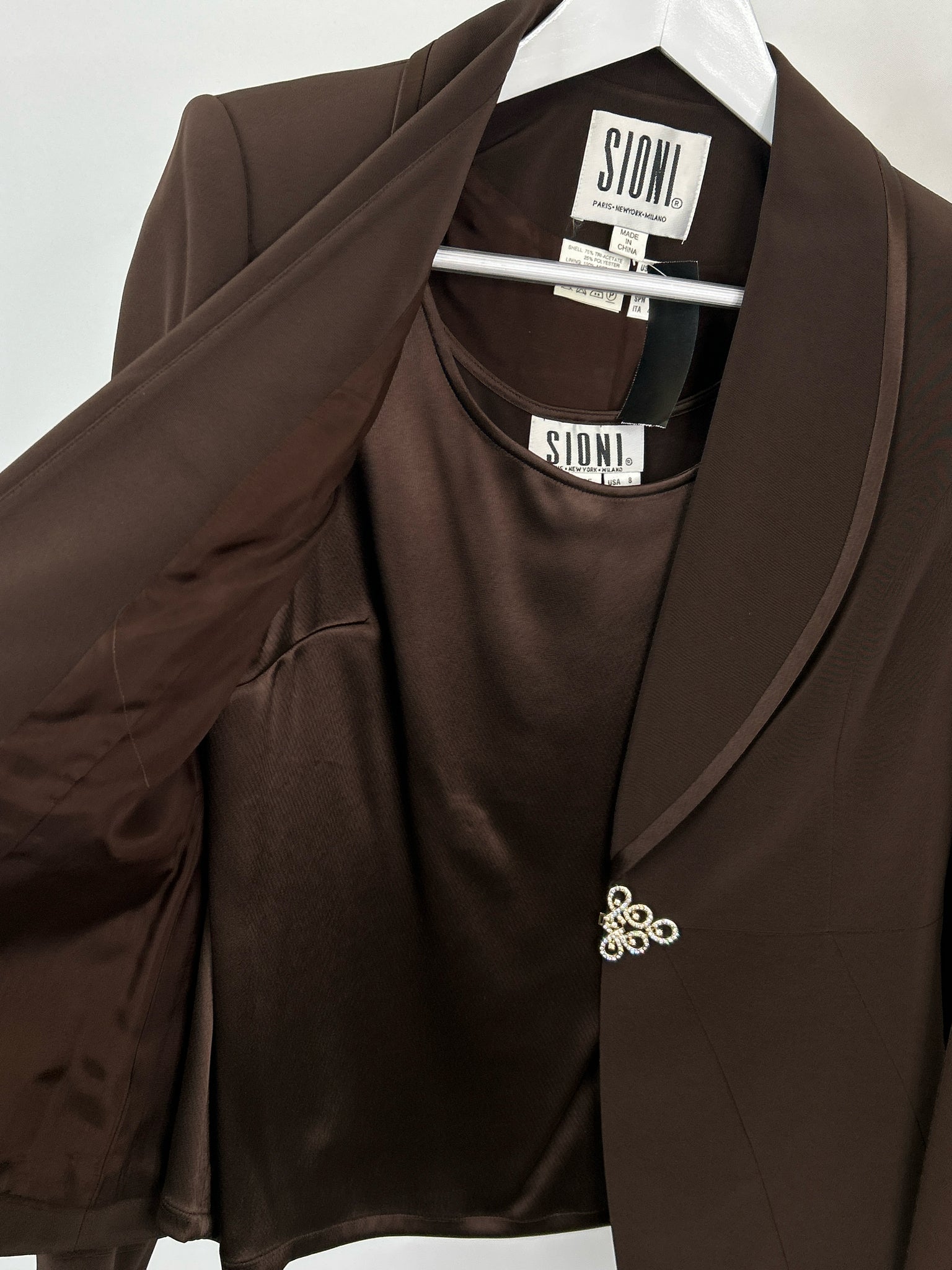 SIONI Size 8 Brown Women 3-Piece w/Skirt NWT