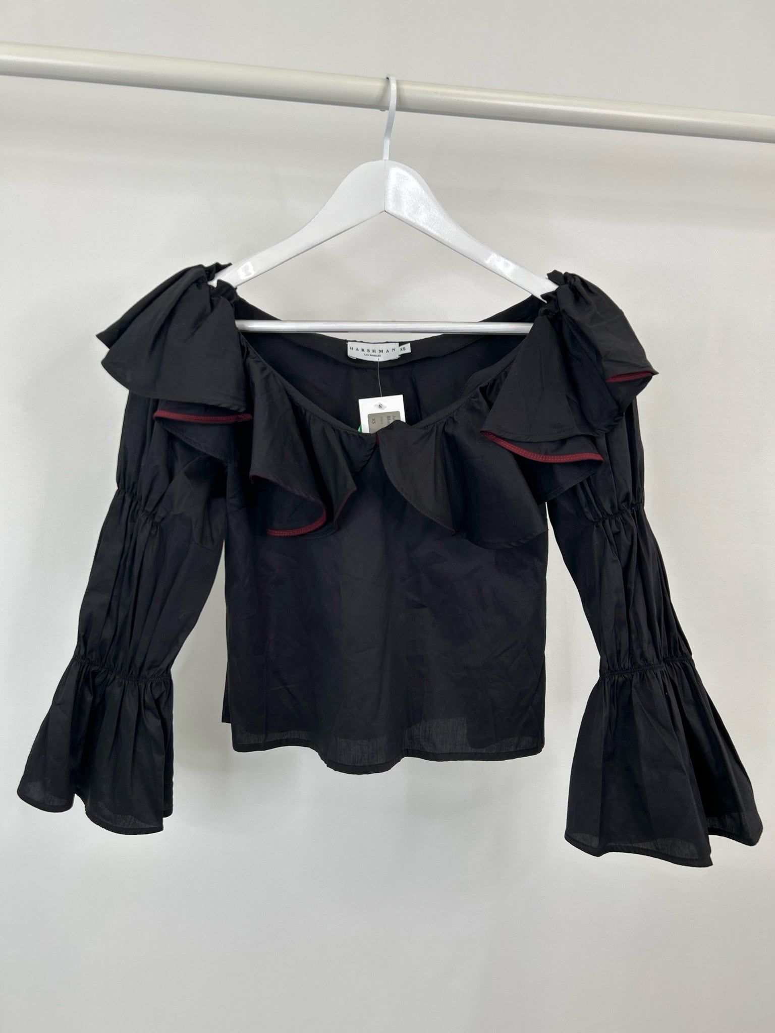Harshman Size XS Black Women Blouse NWT