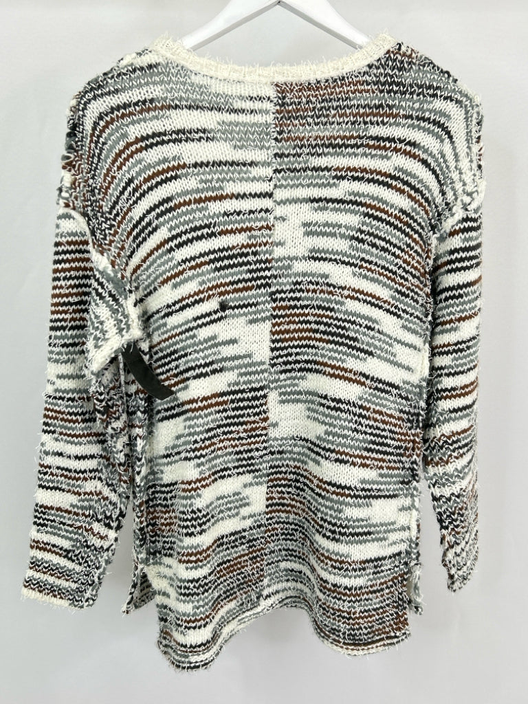 ETHYL Women Size M White Striped Sweater NWOT