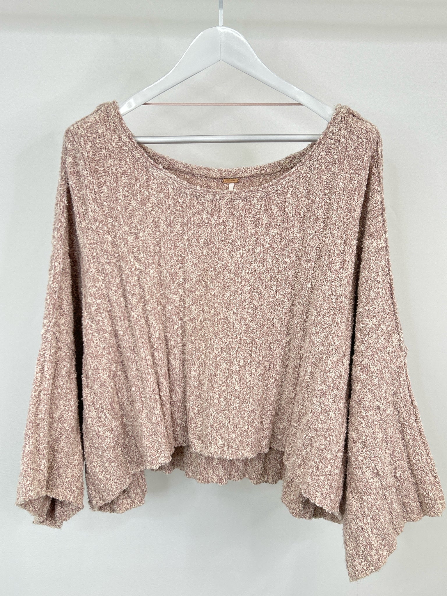 FREE PEOPLE Size L Mauve & White Women Sweater
