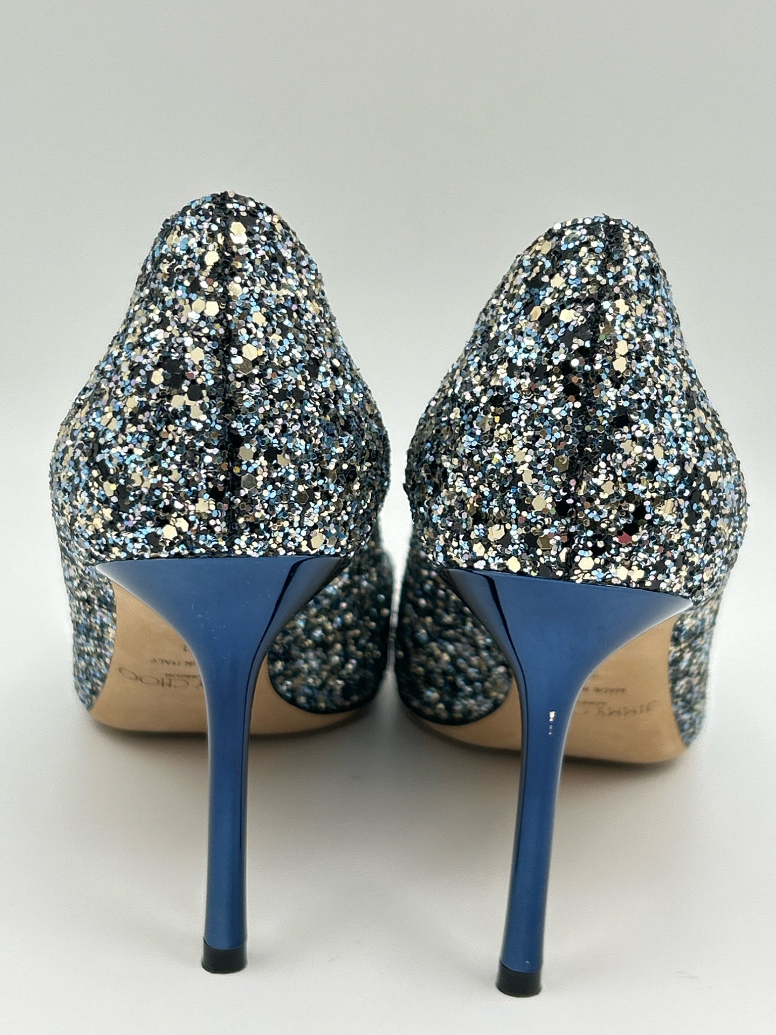 JIMMY CHOO EU Size 38 Blue and Silver Women Pumps