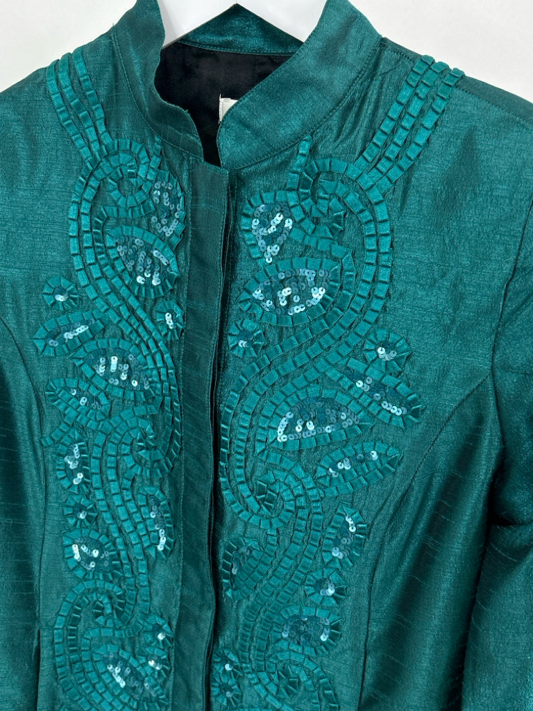 CHICO'S Women Size 4 Teal Green Jacket