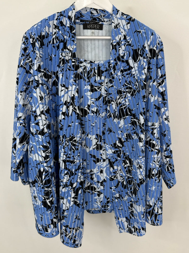 KASPER Size 1X blue and white Women 2-piece Set
