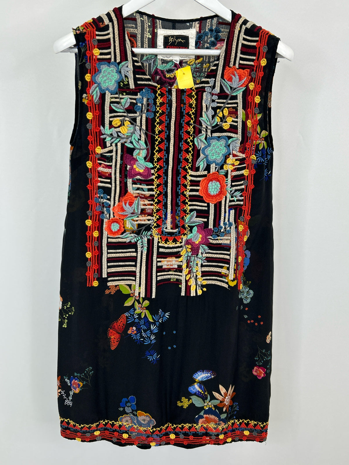 JOHNNY WAS Size XS Black Embroidered Women 2-Piece w/dress