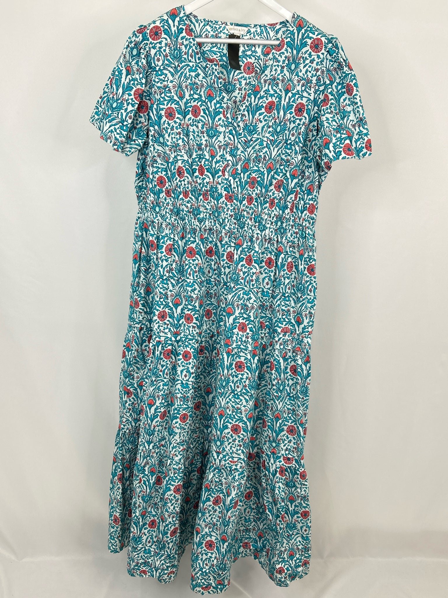 CROWN & IVY Size XXL TEAL AND WHITE Women Dress