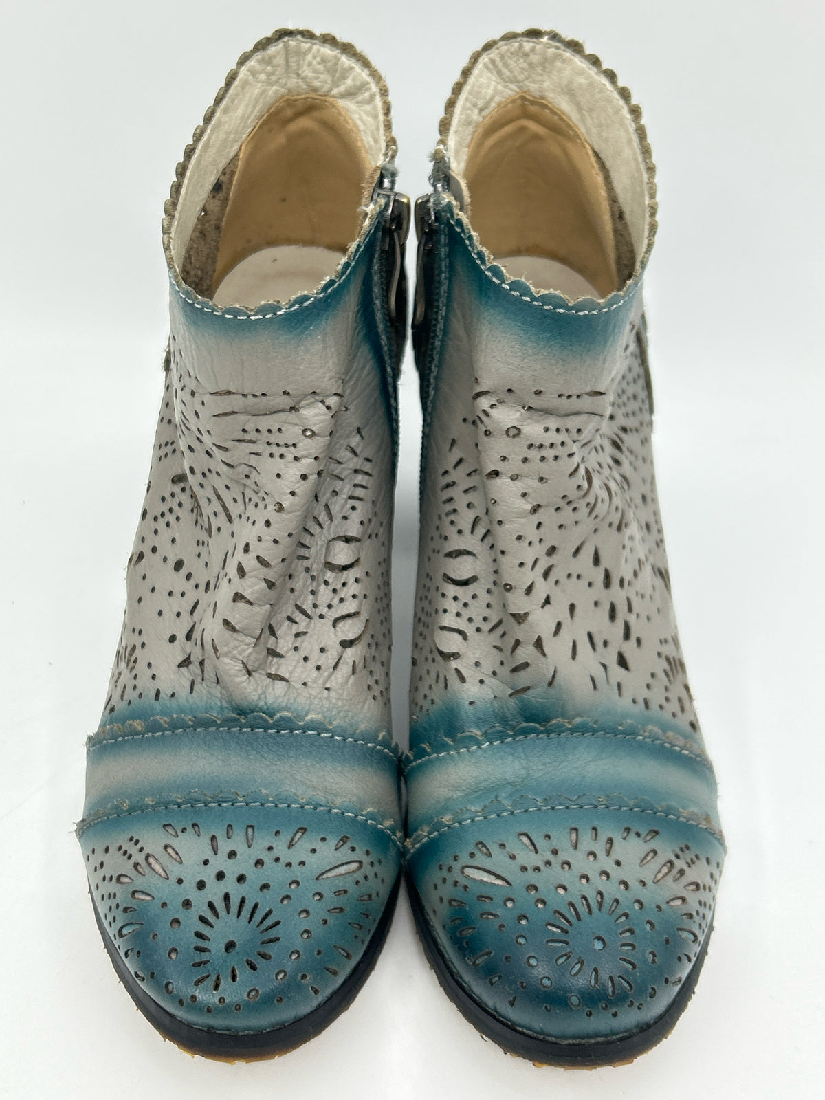L'ARTISTE Size 37 Teal and Grey Women Booties