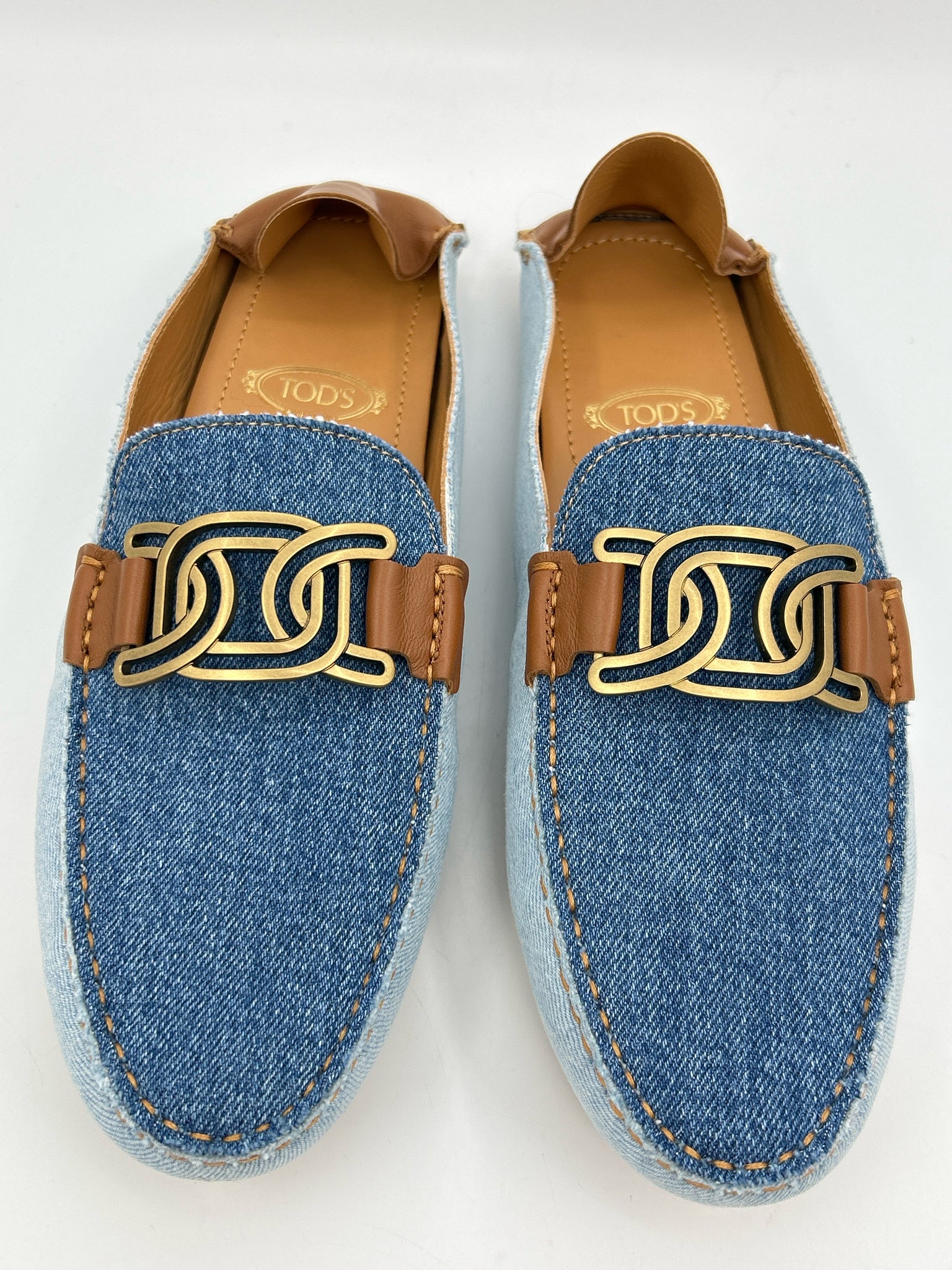 TOD'S Size 41/11 Beige and Blue Women Flats