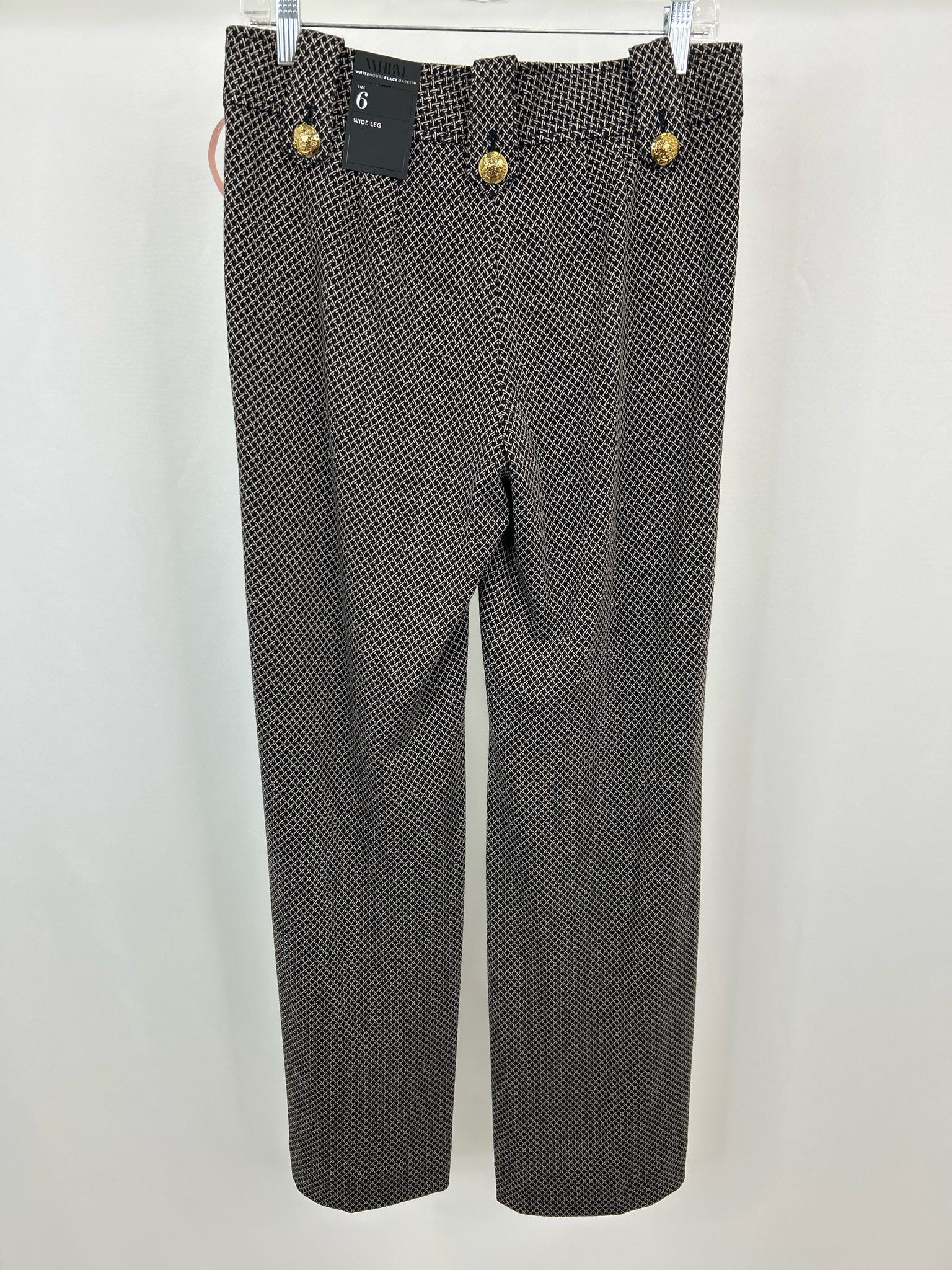 White House Black Market Size 6 Black Print Women Pants NWT
