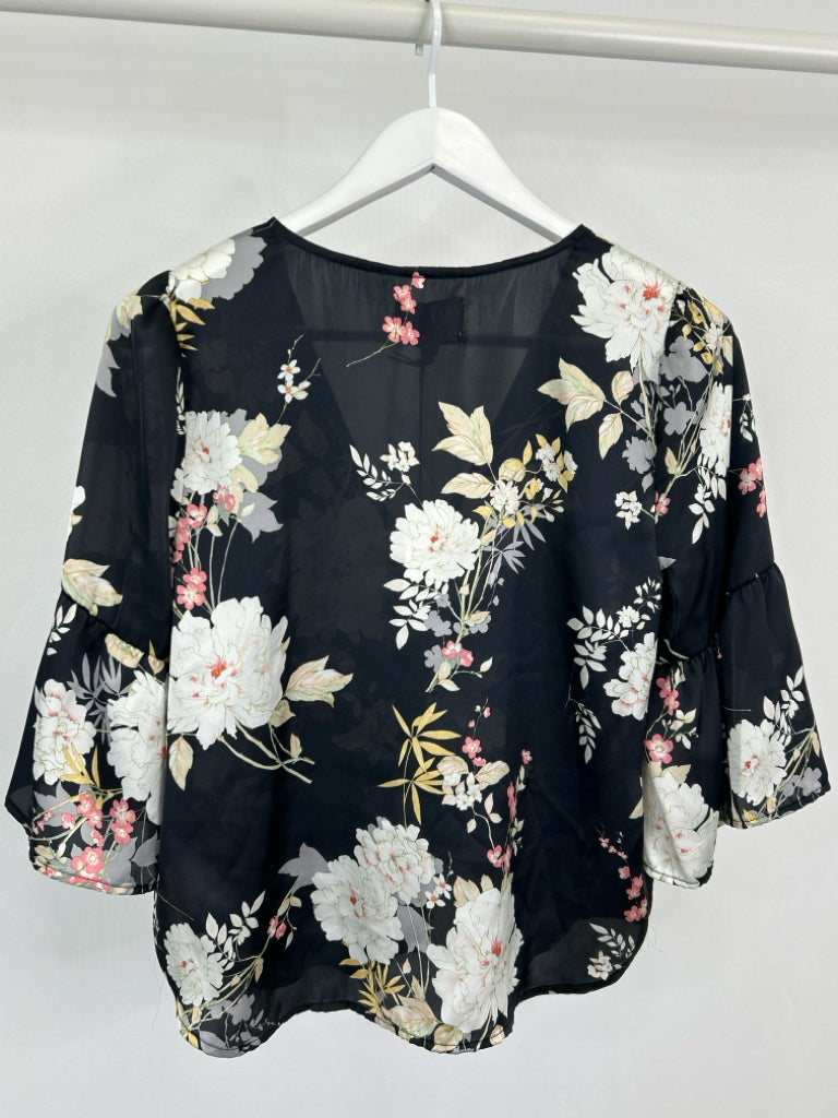 Mcguire Size M Black Floral Women's Top