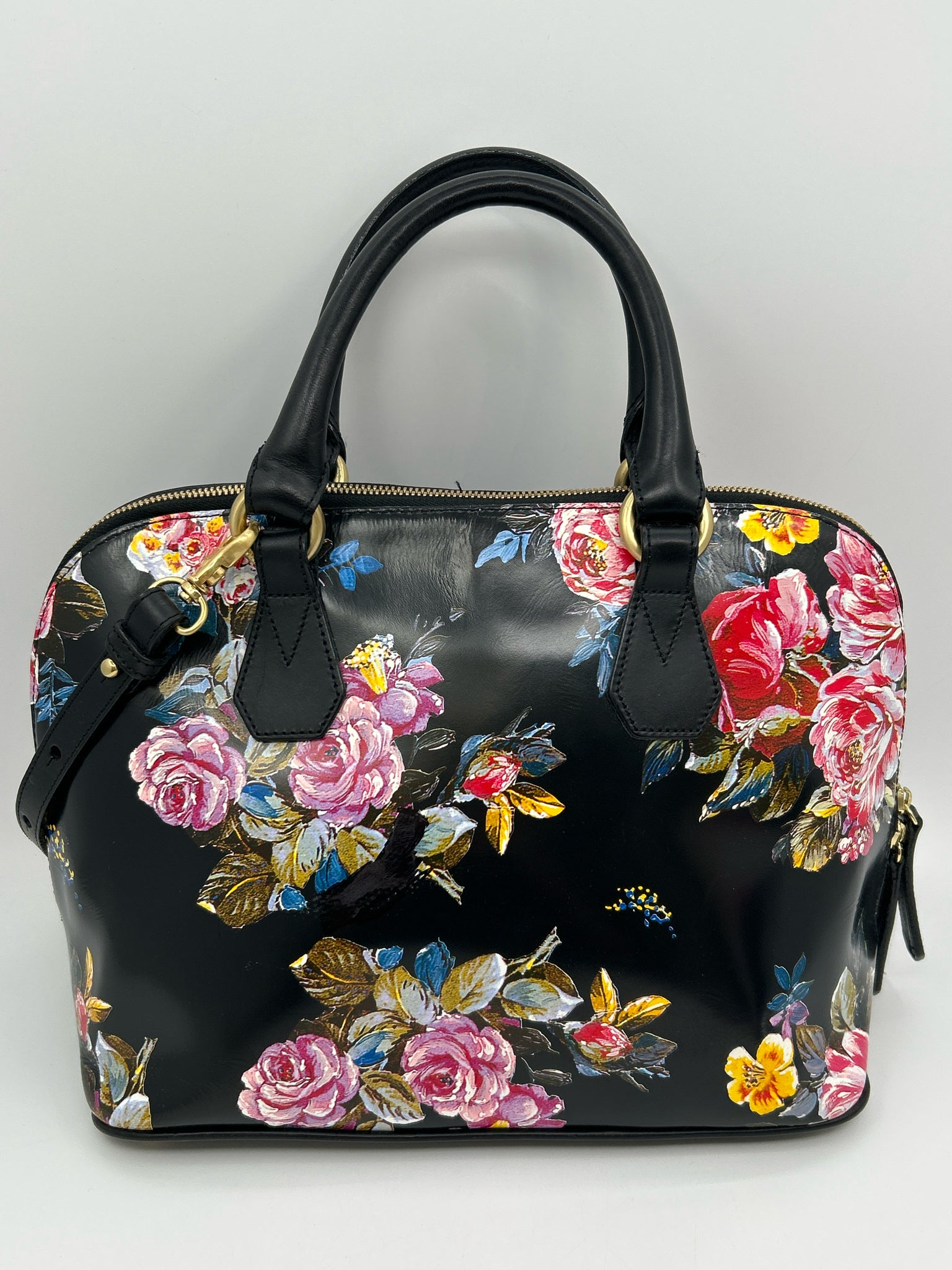 BRAHMIN Black Floral Women Purse