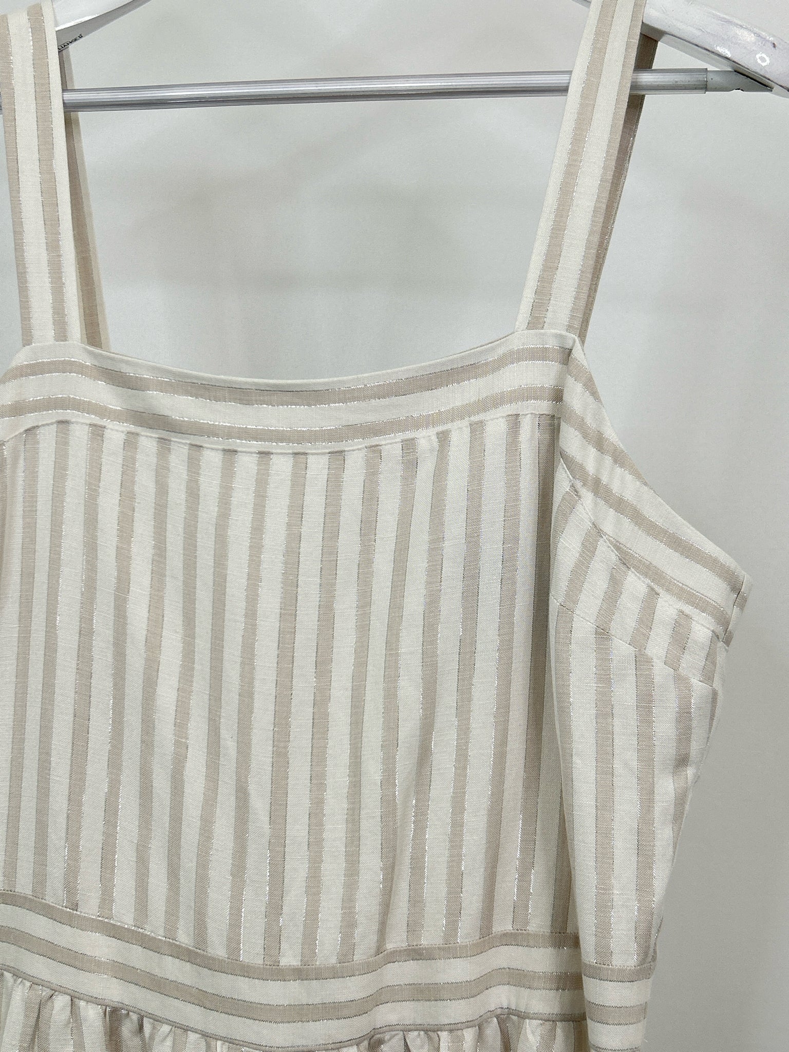 LOFT Size L IVORY STRIPED Women Dress