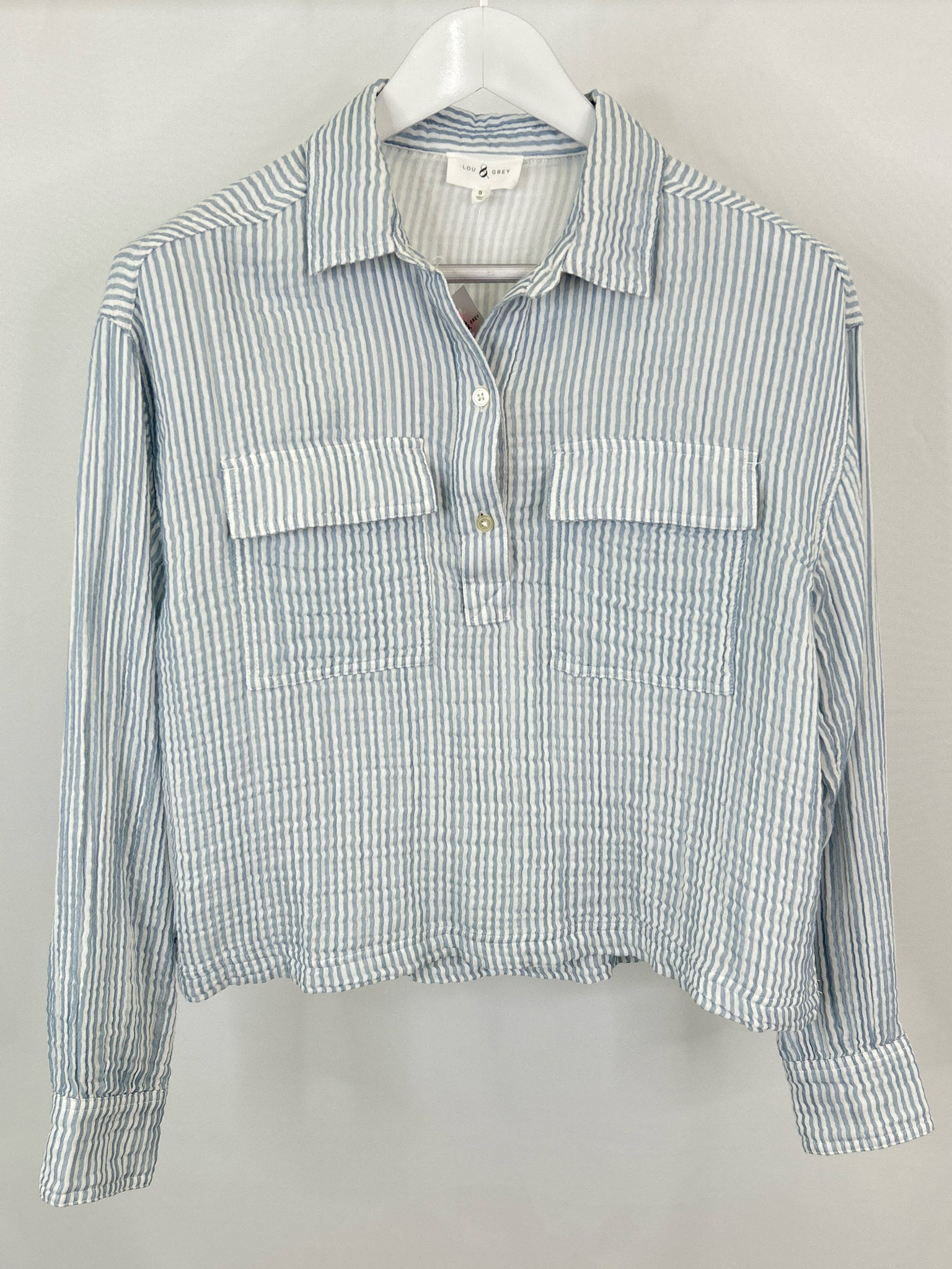 LOU & GREY Size S Blue and White Women Top NWT