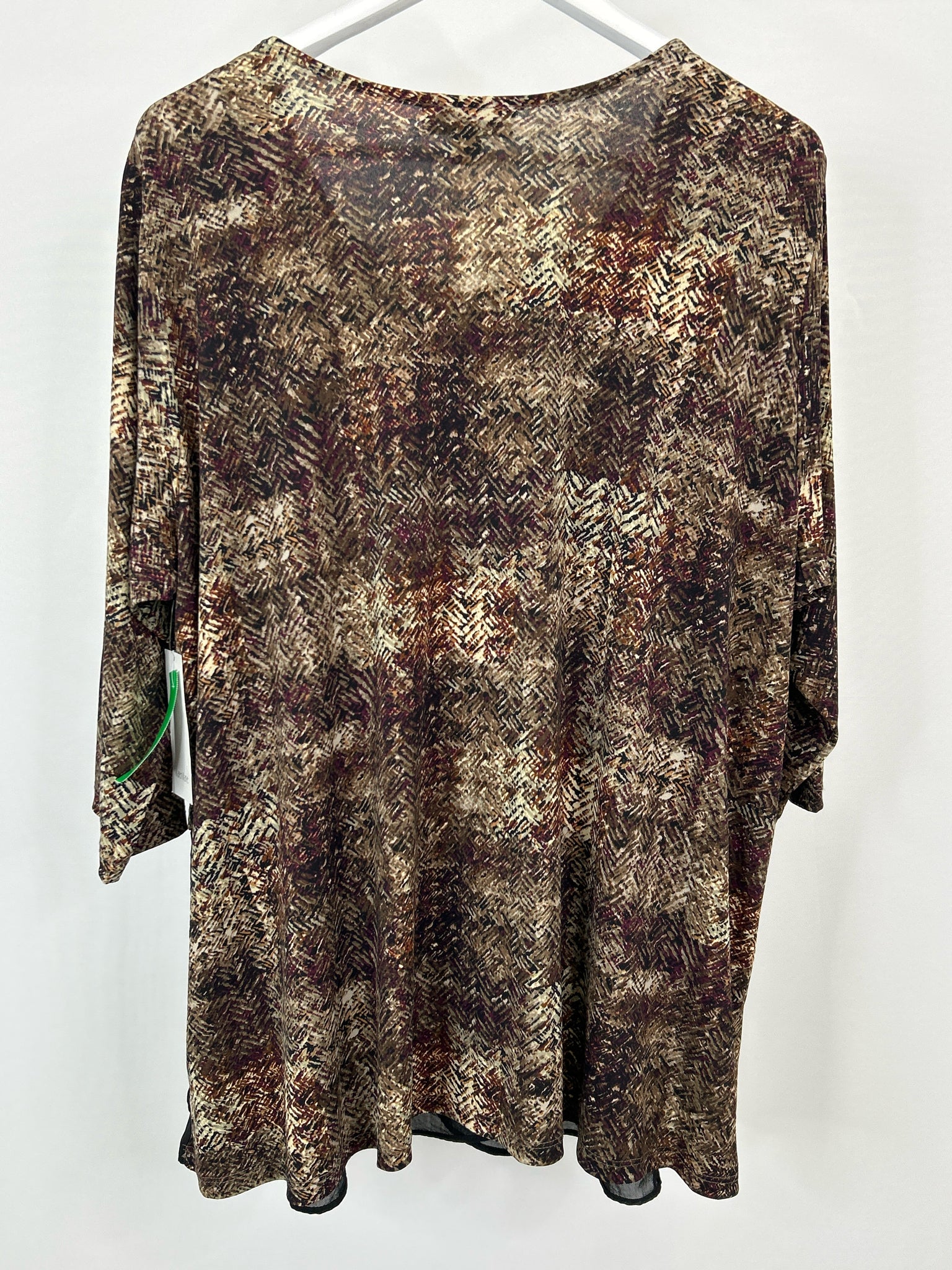 KAREN KANE Size 3X Brown Print Women Top NWT