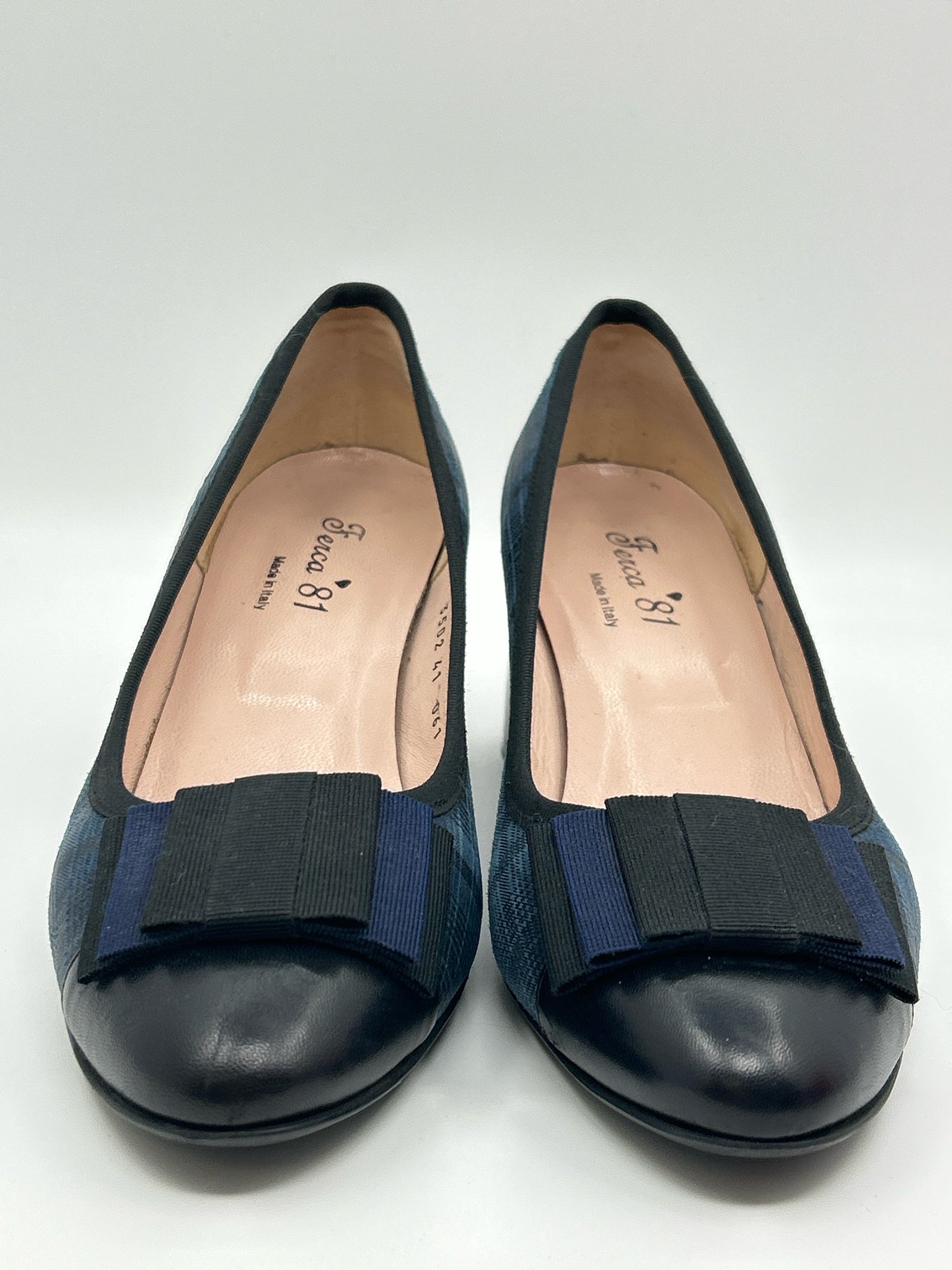 FERCA 81 Size 41/10 Blue Plaid Women Pumps