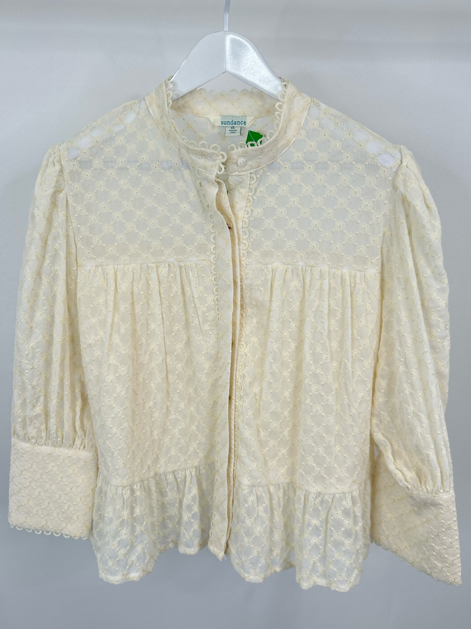 SUNDANCE Size XL Cream Women Blouse