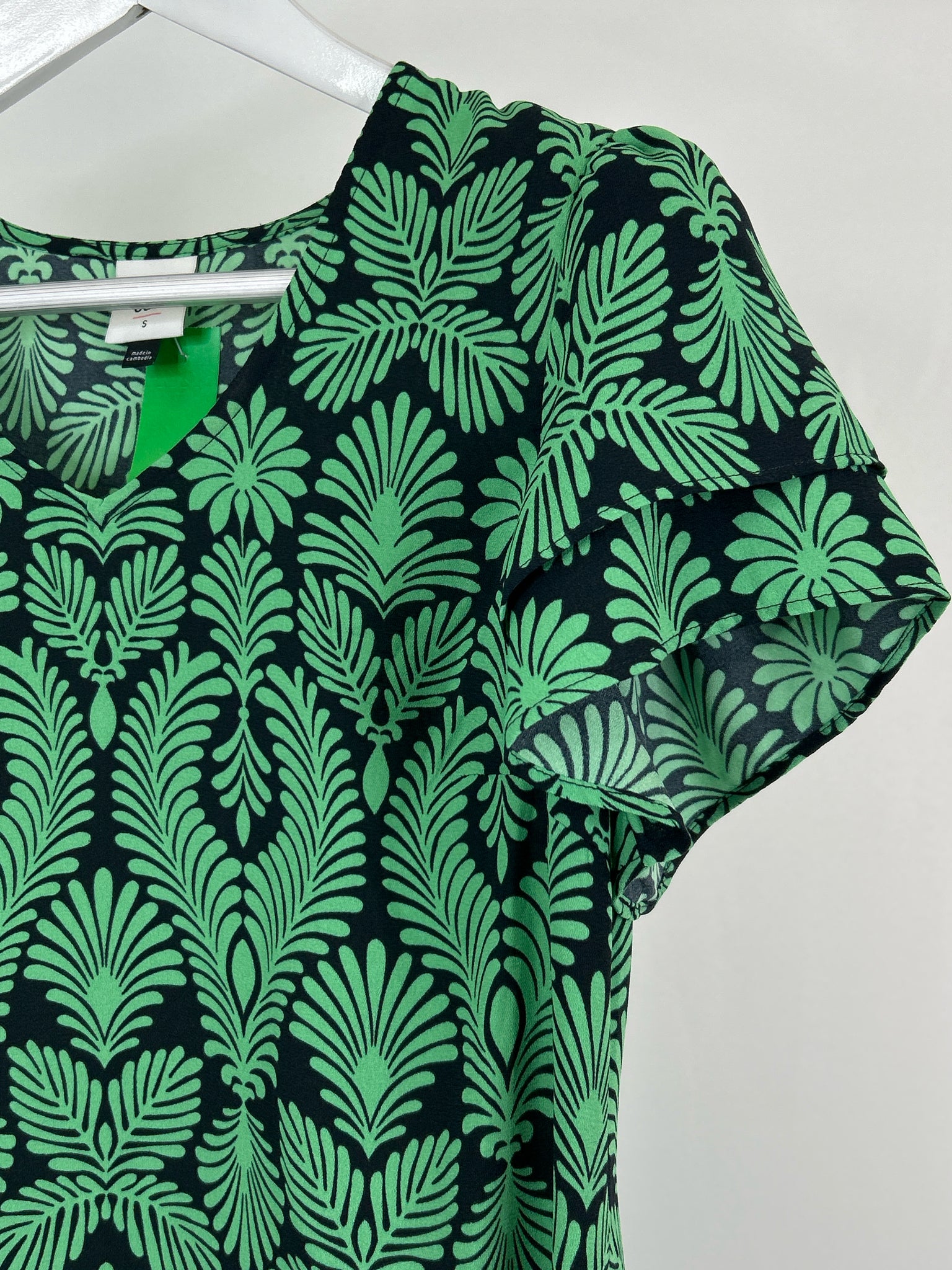 CABI Size S Green Print Women Dress