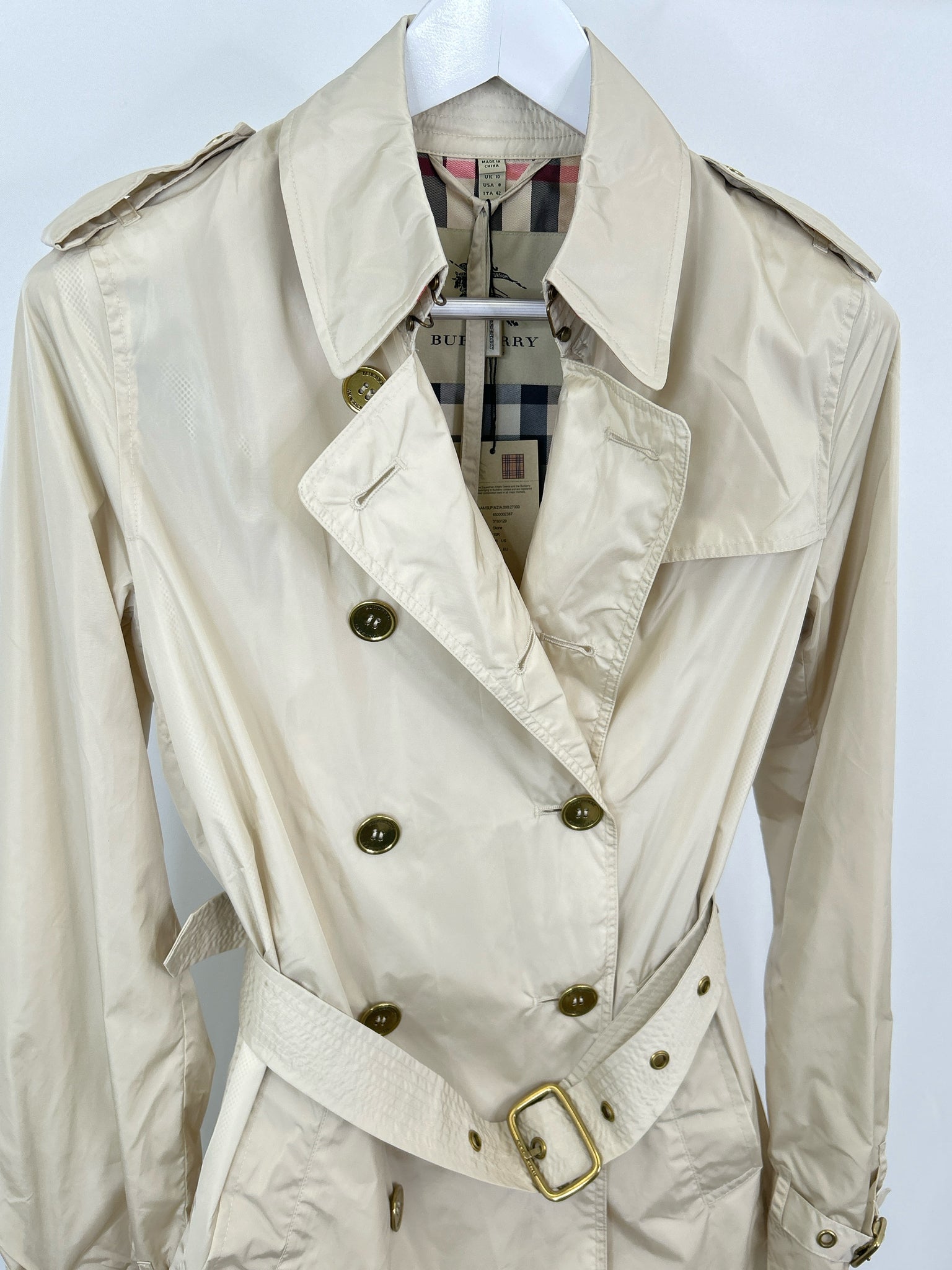 BURBERRY NWT Size 8 KHAKI Women Trench Coat
