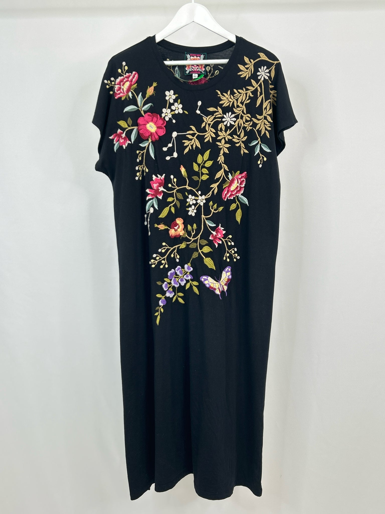 JOHNNY WAS Size XL Black Print Women Dress
