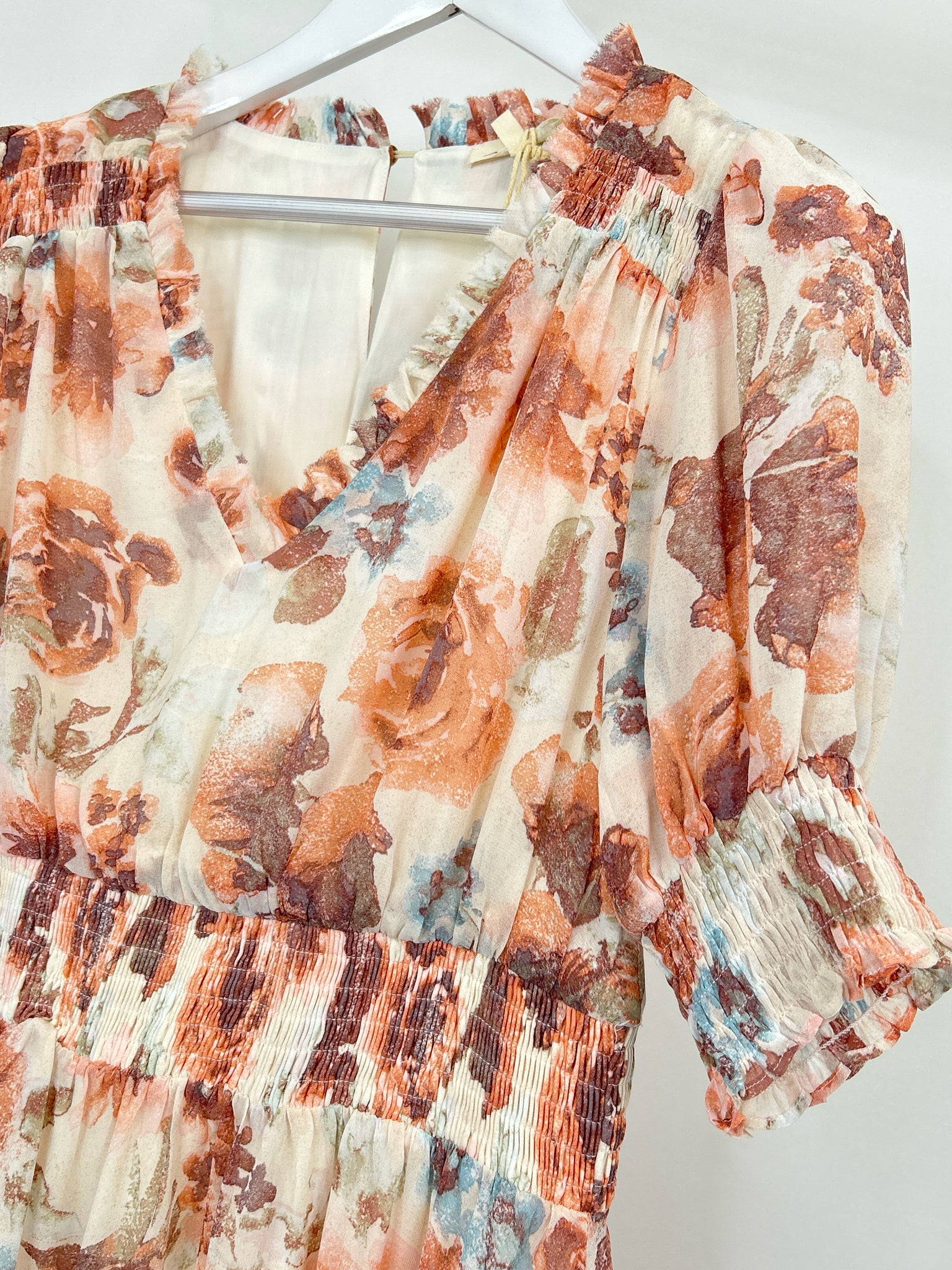 MYSTREE Size L ORANGE FLORAL Women Dress