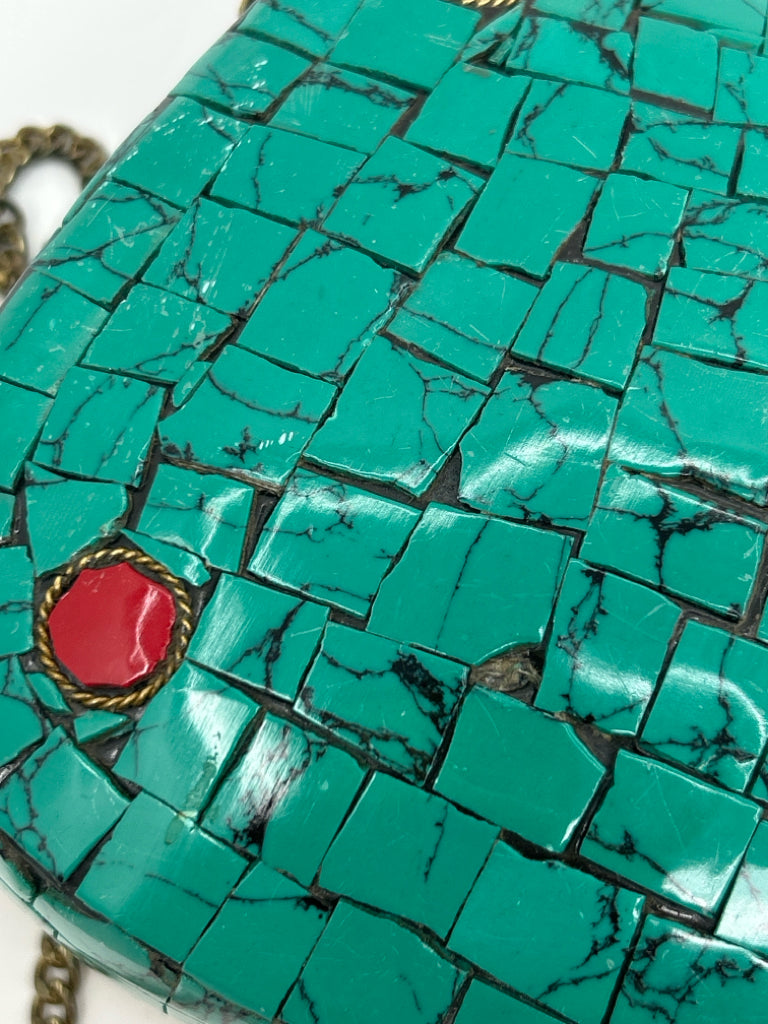ANTIK KRAFT Teal and Red Women's Purse