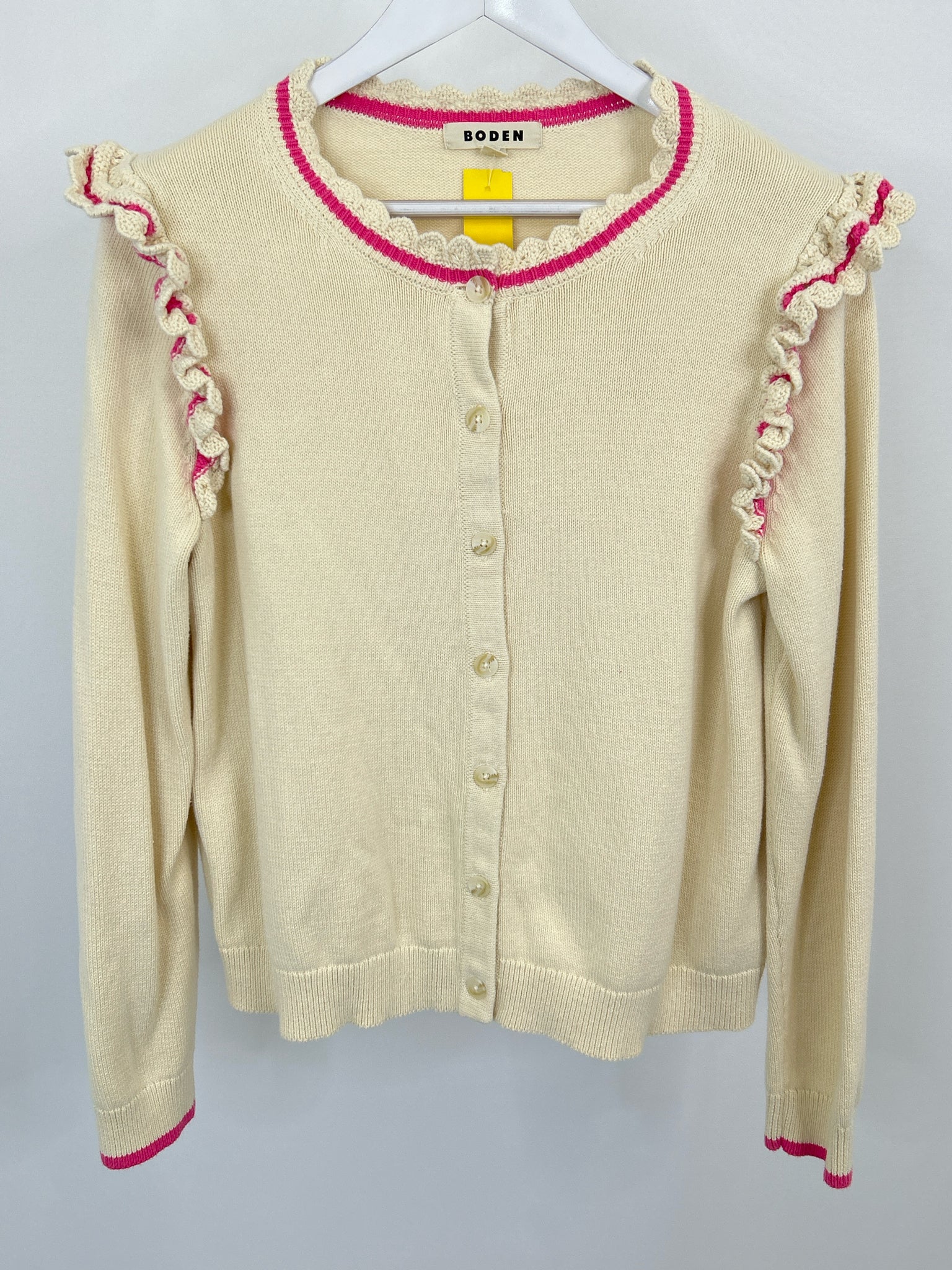 BODEN Size L Cream Print Women Cardigan