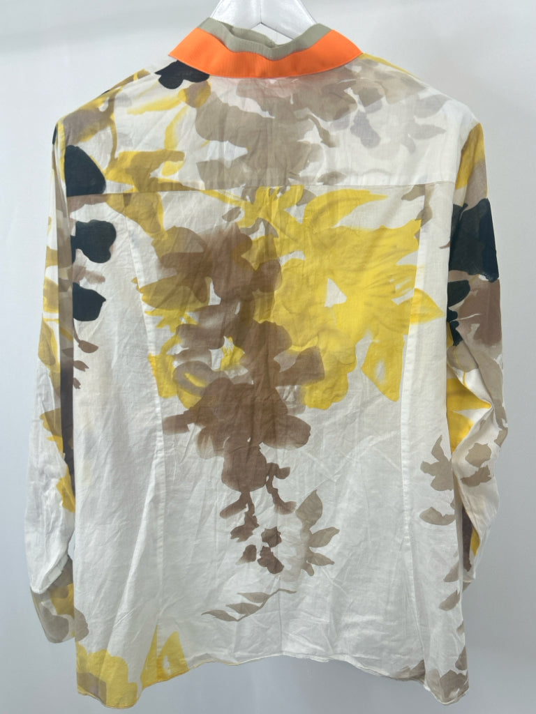 Tahari Women Size 3X WHITE AND YELLOW Blouse