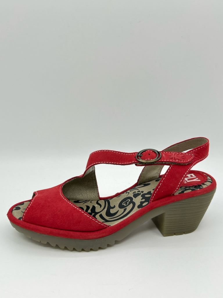 FLY LONDON EU Size 37, US Size 7 Red Cupido Sandal