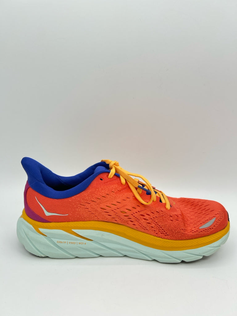 HOKA Size 10B Coral and Yellow Sneakers