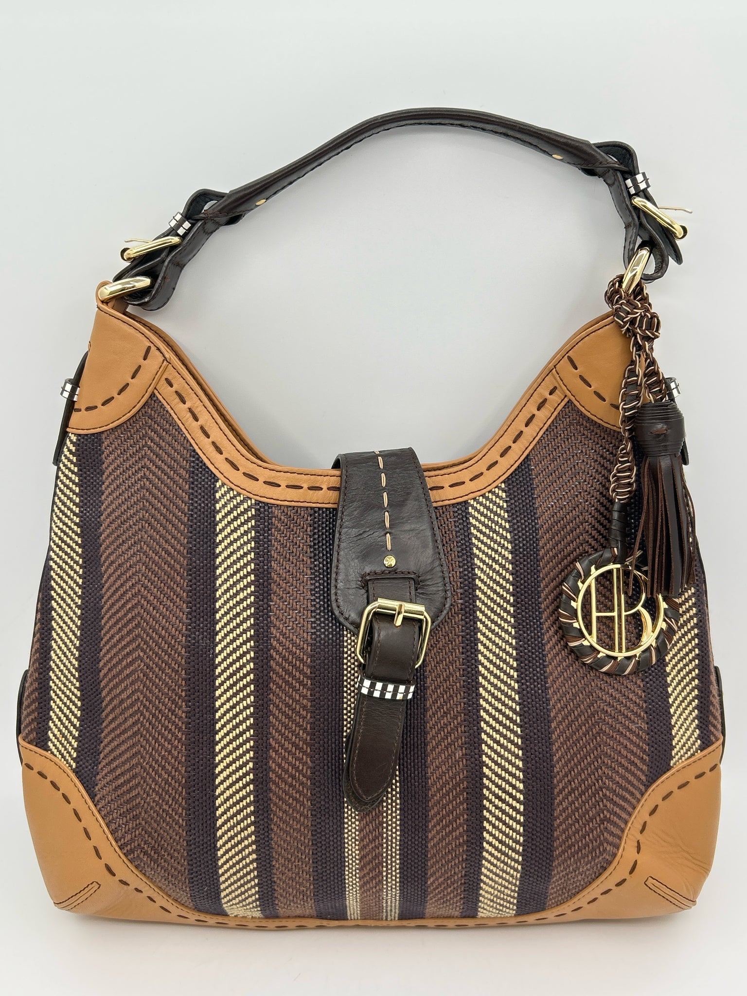 HENRI BENDEL Brown Striped Women Purse