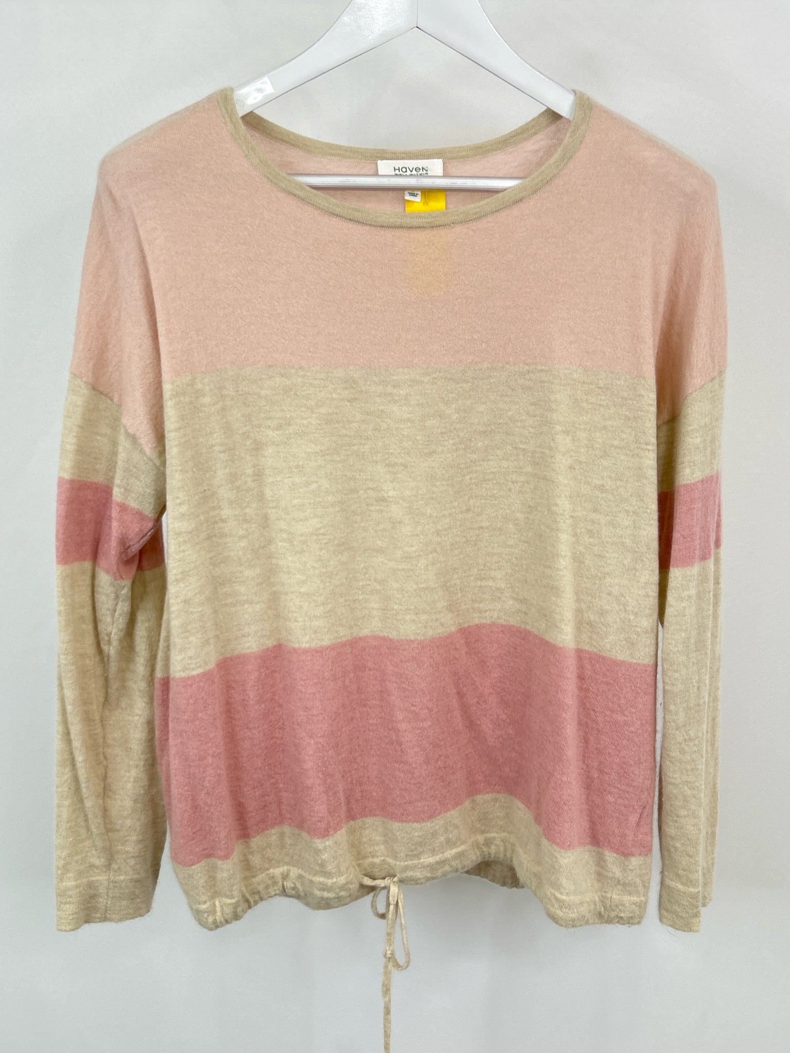 HAVEN WELL WITHIN Size L Pink Striped Women Sweater