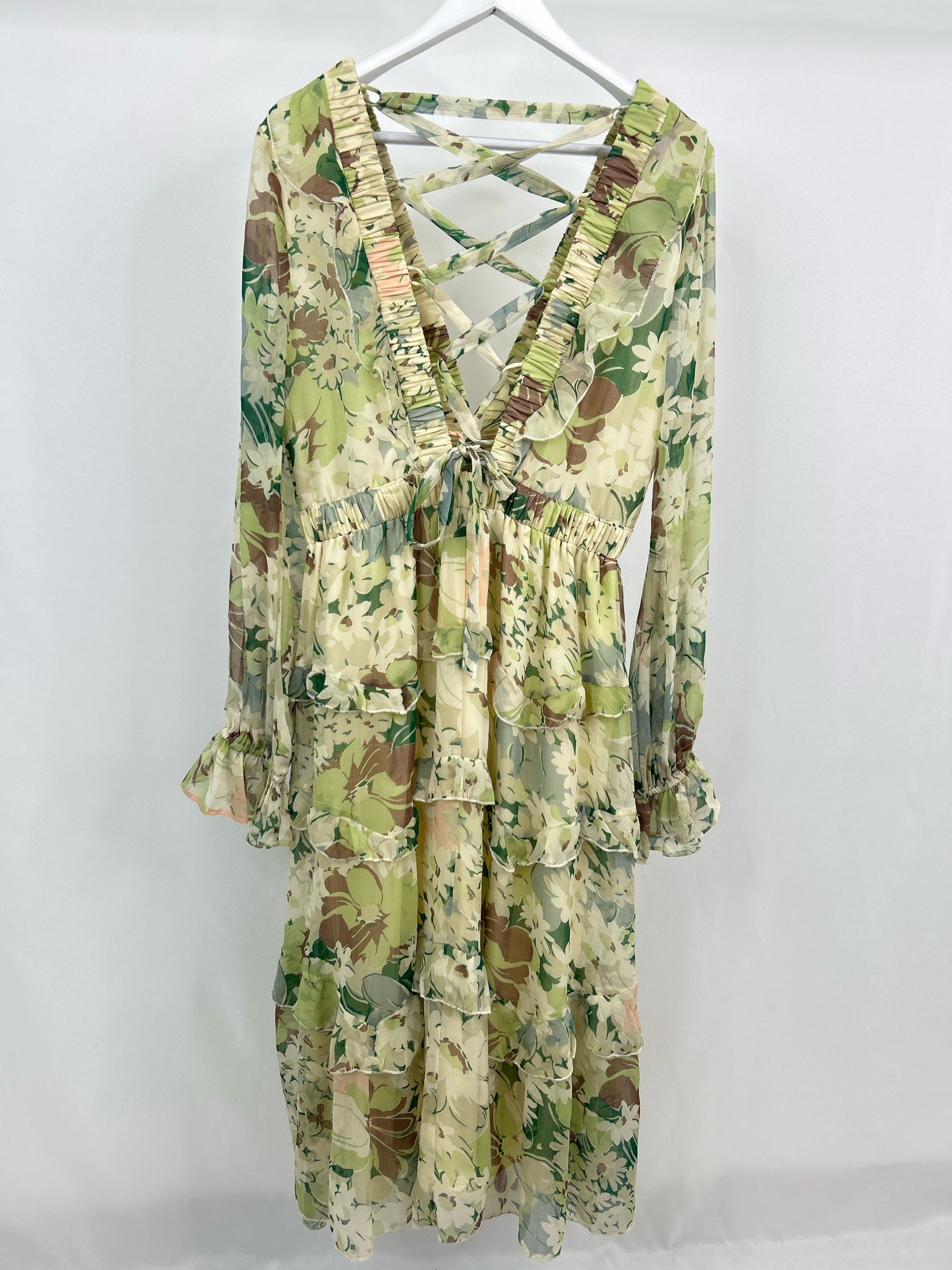 ASOS Size 12 Green Floral Women Dress
