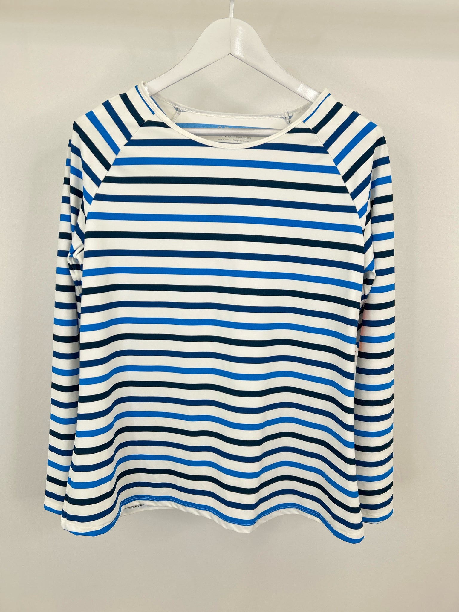SPANX Size 1X White and Blue Women Shirt NWT