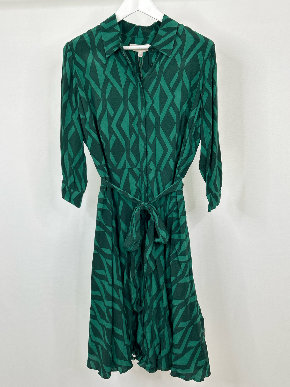 HOBBS Size 14P Green Print Women Dress