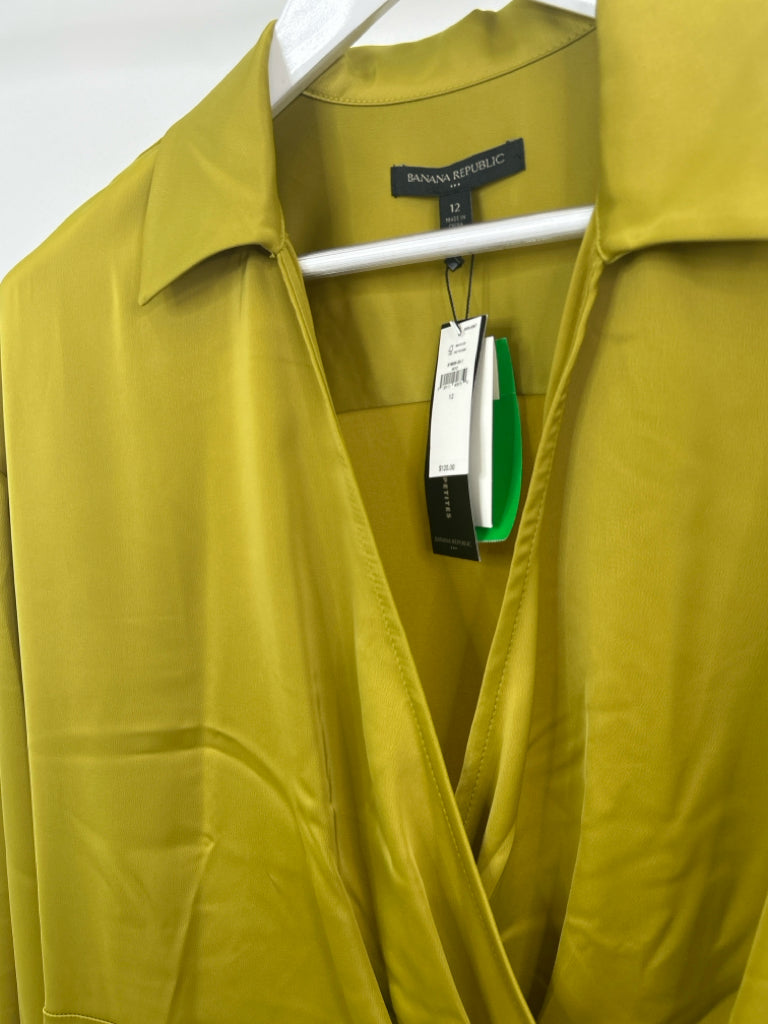 BANANA REPUBLIC Factory Size 12 Chartreuse Wrap Dress NWT