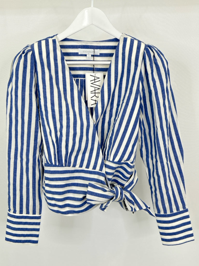 SUGAR LIPS Size S Blue and White Women's Top NWT