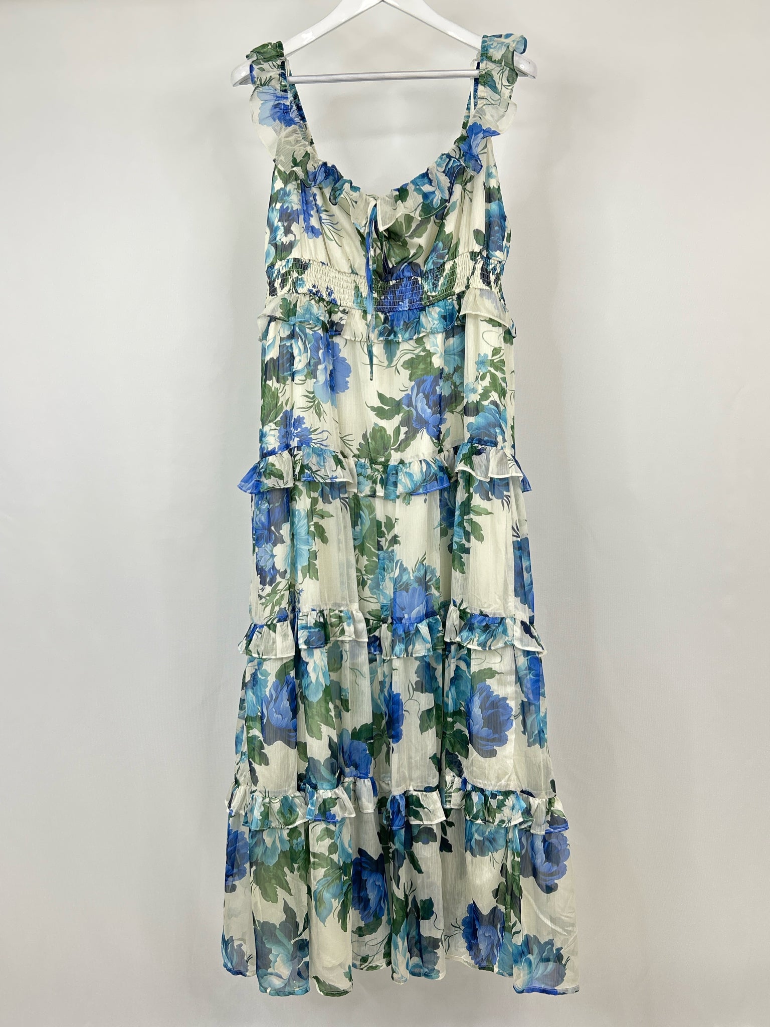 AQUA Size XL Blue floral Women Dress