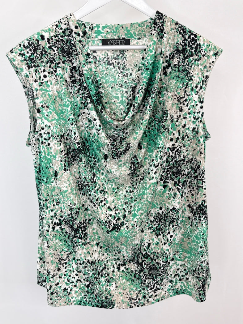 KASPER Size 2X GREEN AND WHITE Women 2-piece Set