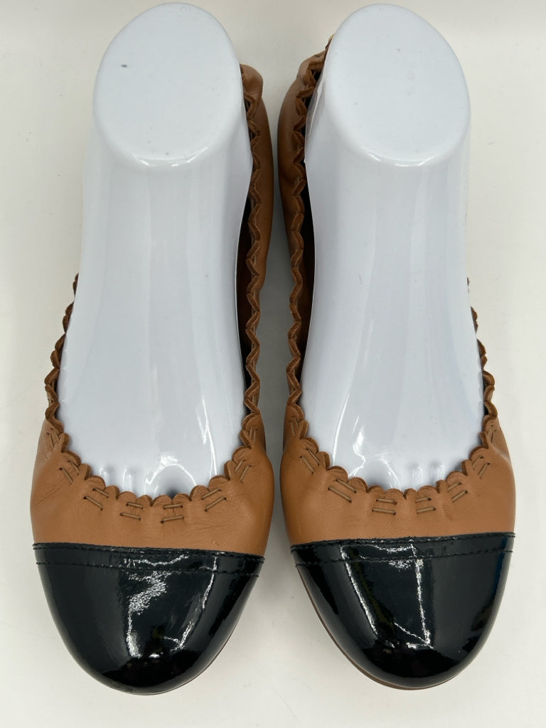 TORY BURCH Size 10M Brown and Black Flats