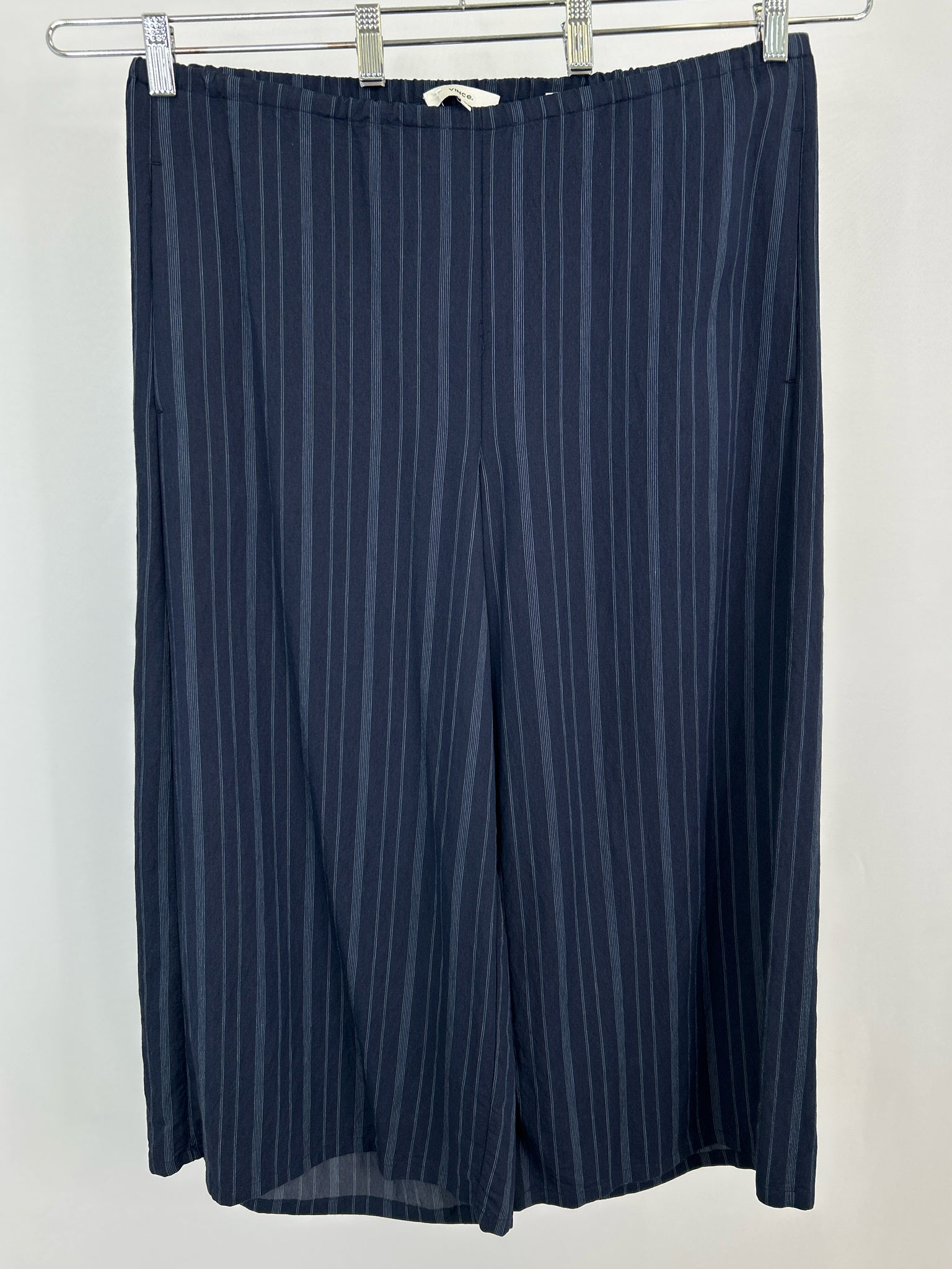 VINCE Size L NAVY STRIPED Women Pants