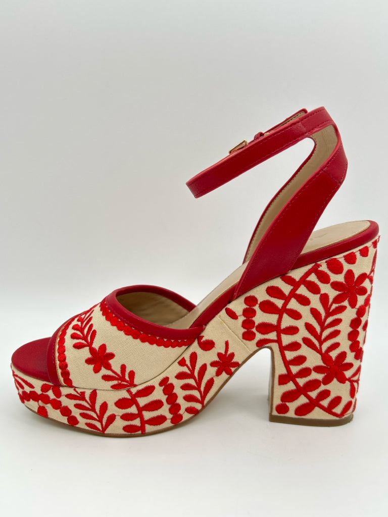 ALDO Size 9 RED AND CREAM Women's Sandal