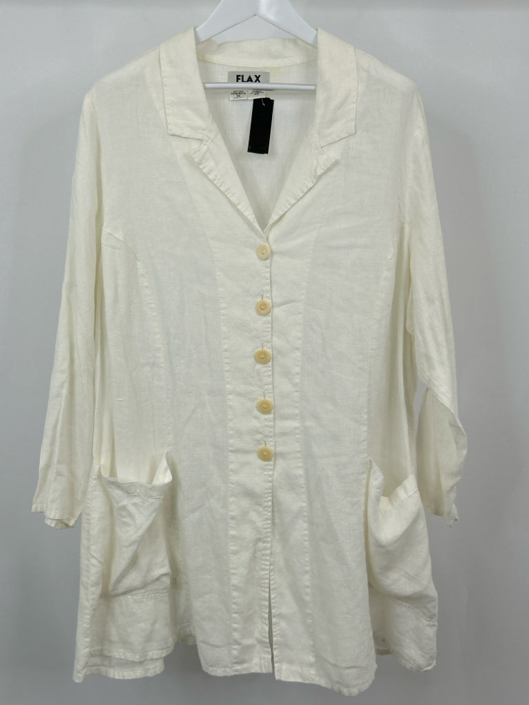 FLAX Women Size 22/24 White Jacket