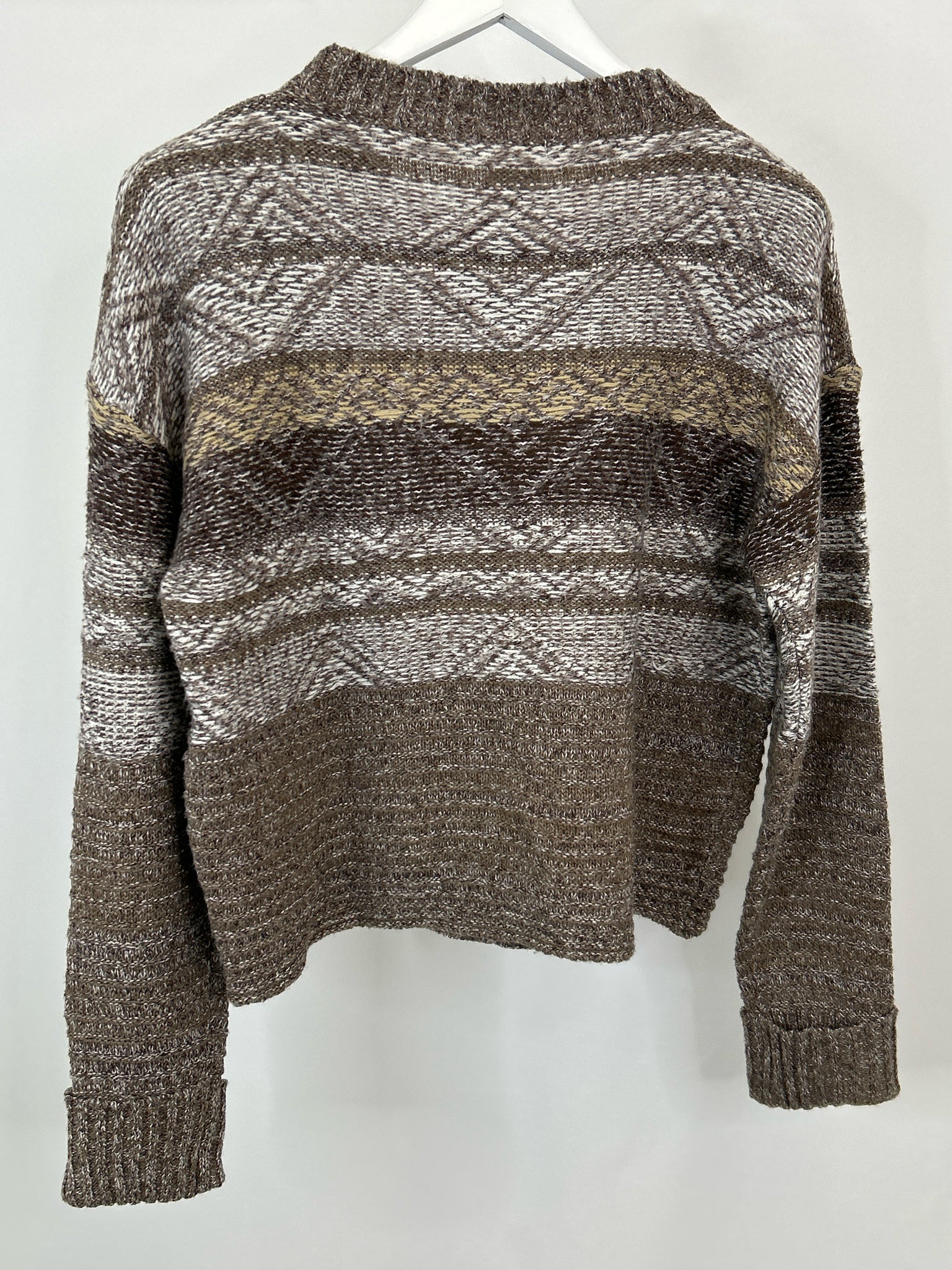 RAG POETS Size L Brown and White Women Sweater
