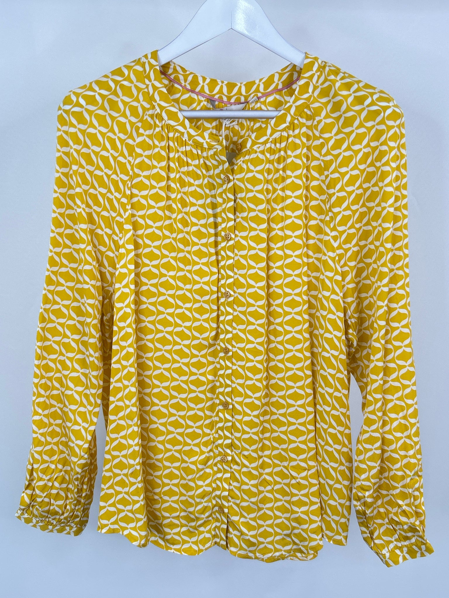 BODEN Size 14 Yellow and White Women Blouse