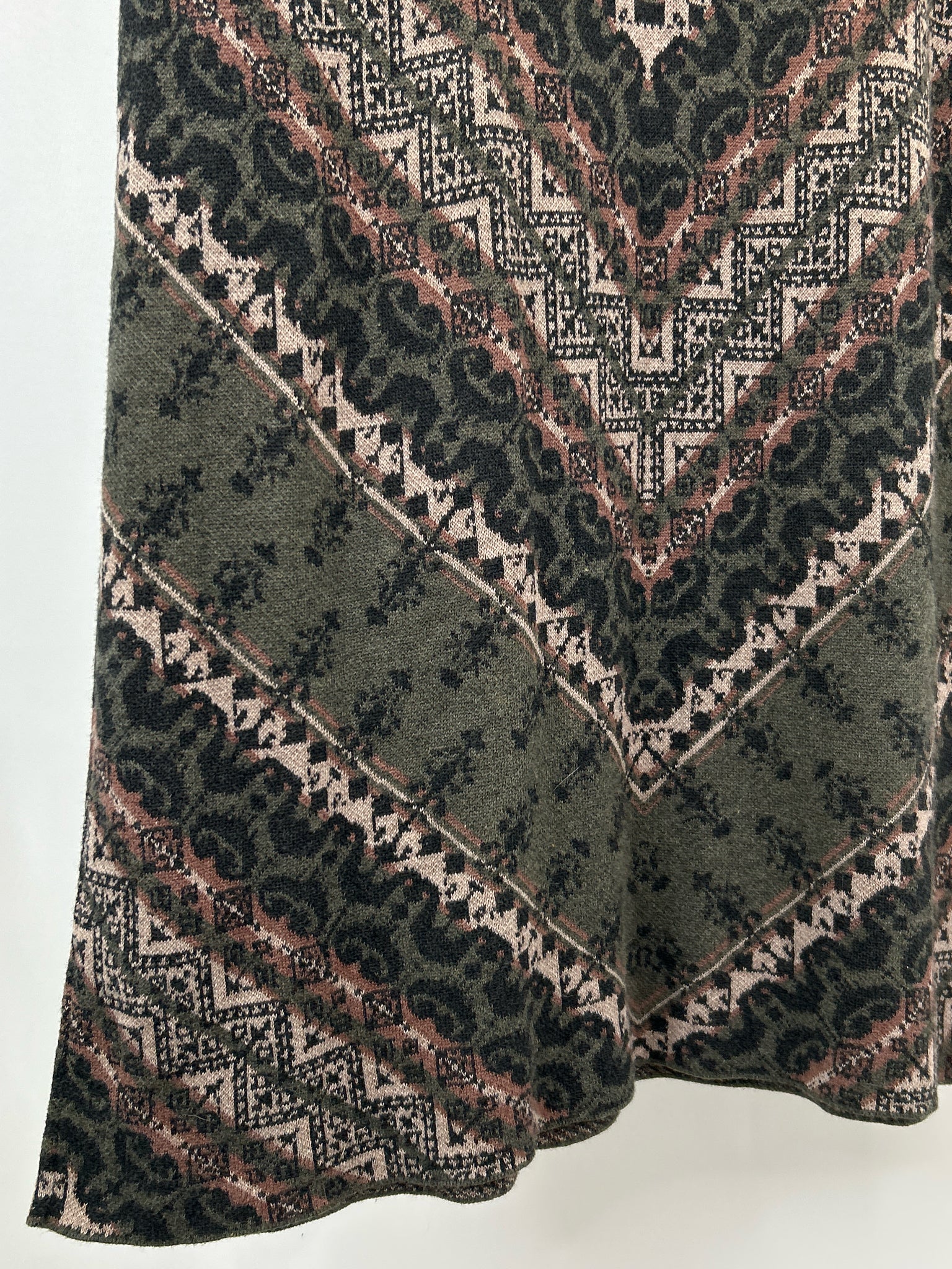 PERUVIAN COLLECTION Size M Olive Green Print Women Skirt
