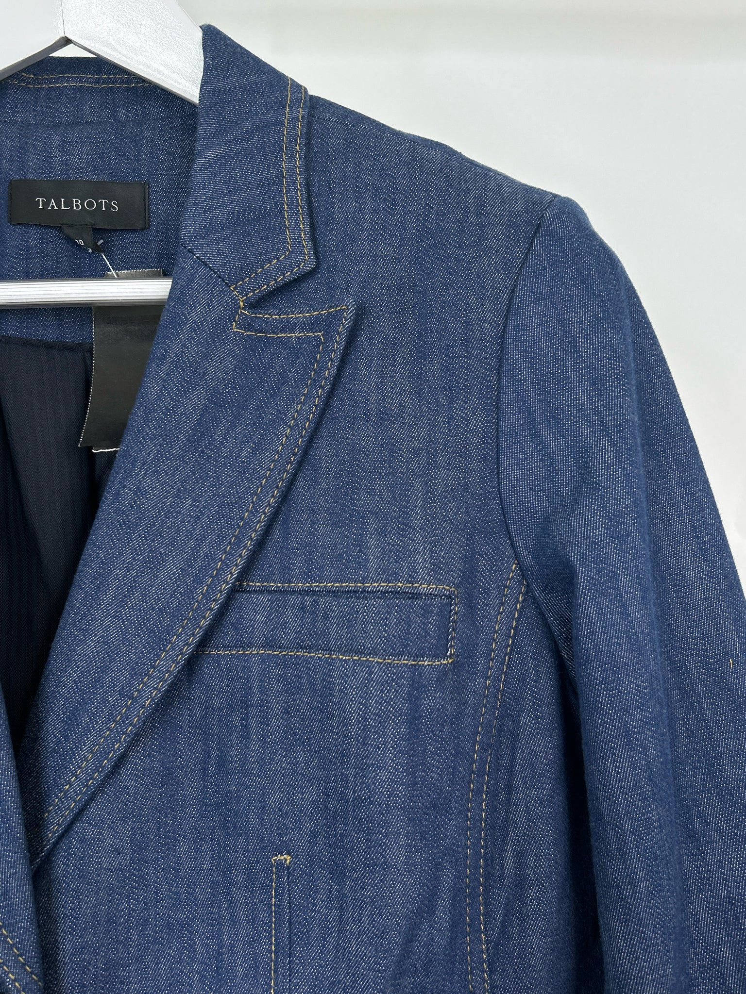 TALBOTS Size 10 BLUE DENIM Women Blazer
