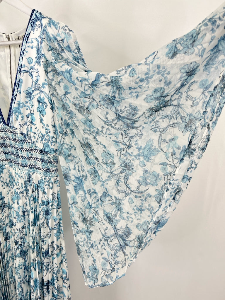 ALICE + OLIVIA Size 8 Blue Print Women's Dress