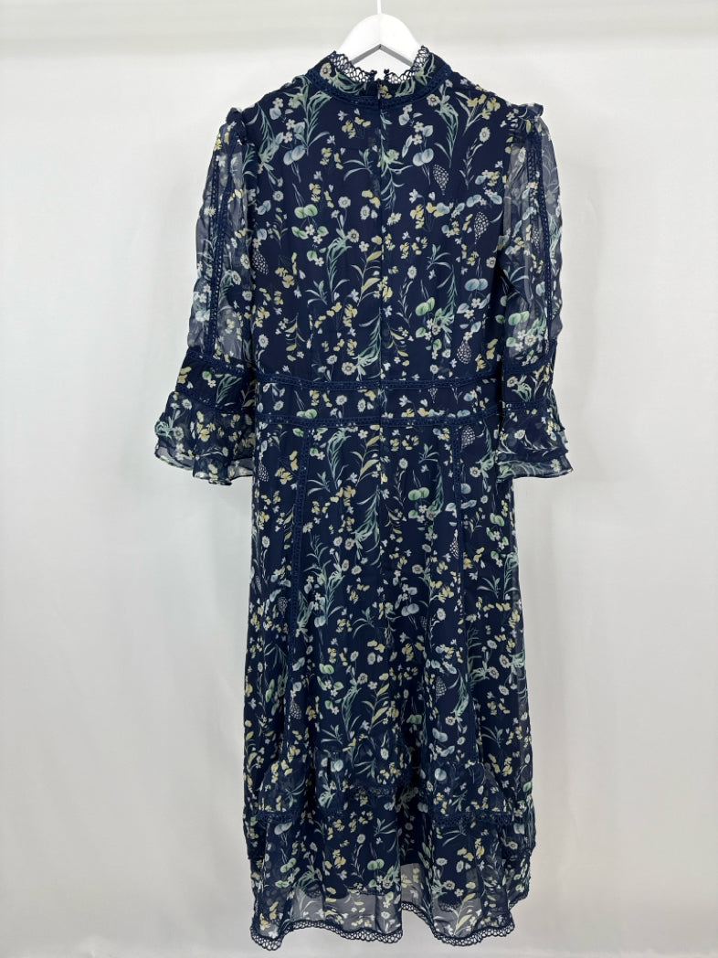 DALIA MACPHEE Size XL Navy Print Dress